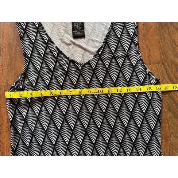 Ladies DESIGN HISTORY LRG Black White Geometric Hem Sleeveless Dress Party EUC - Picture 9 of 11